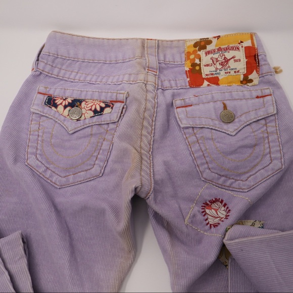 NWT TRUE RELIGION Woodstock Corduroy lavender pant - Picture 12 of 15
